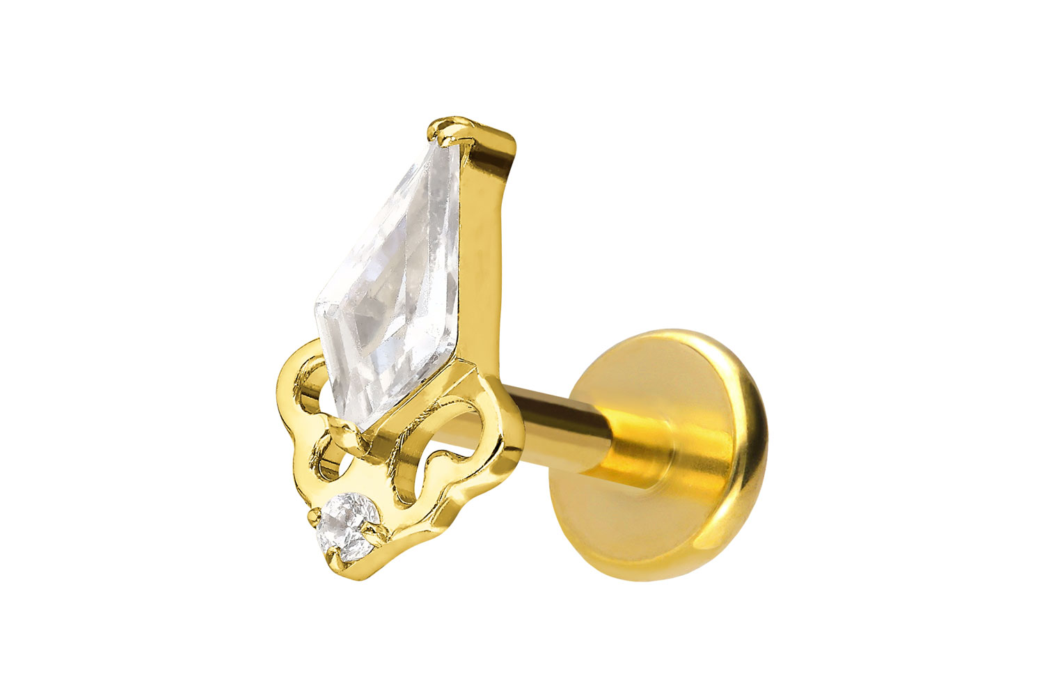 Titan Labret Piercing mit Push Fit KRISTALLSCHILD